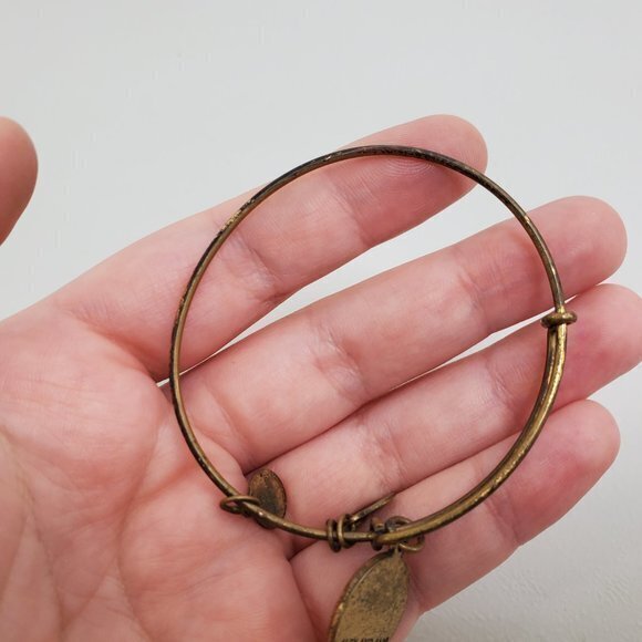Alex and Ani Bangle Bracelet Charm Gold Tone Om Ch - Picture 8 of 9